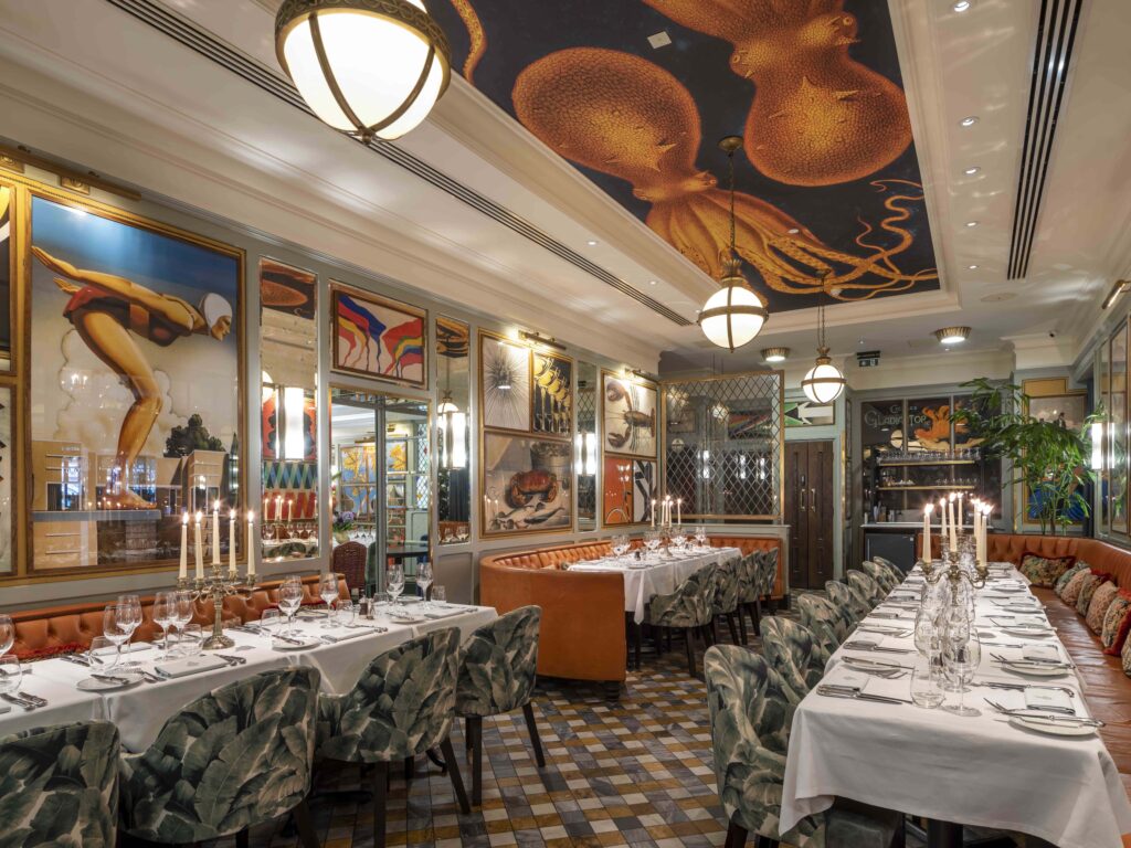 Interior of The Octopus Room at The Ivy In The Lanes, Brighton.