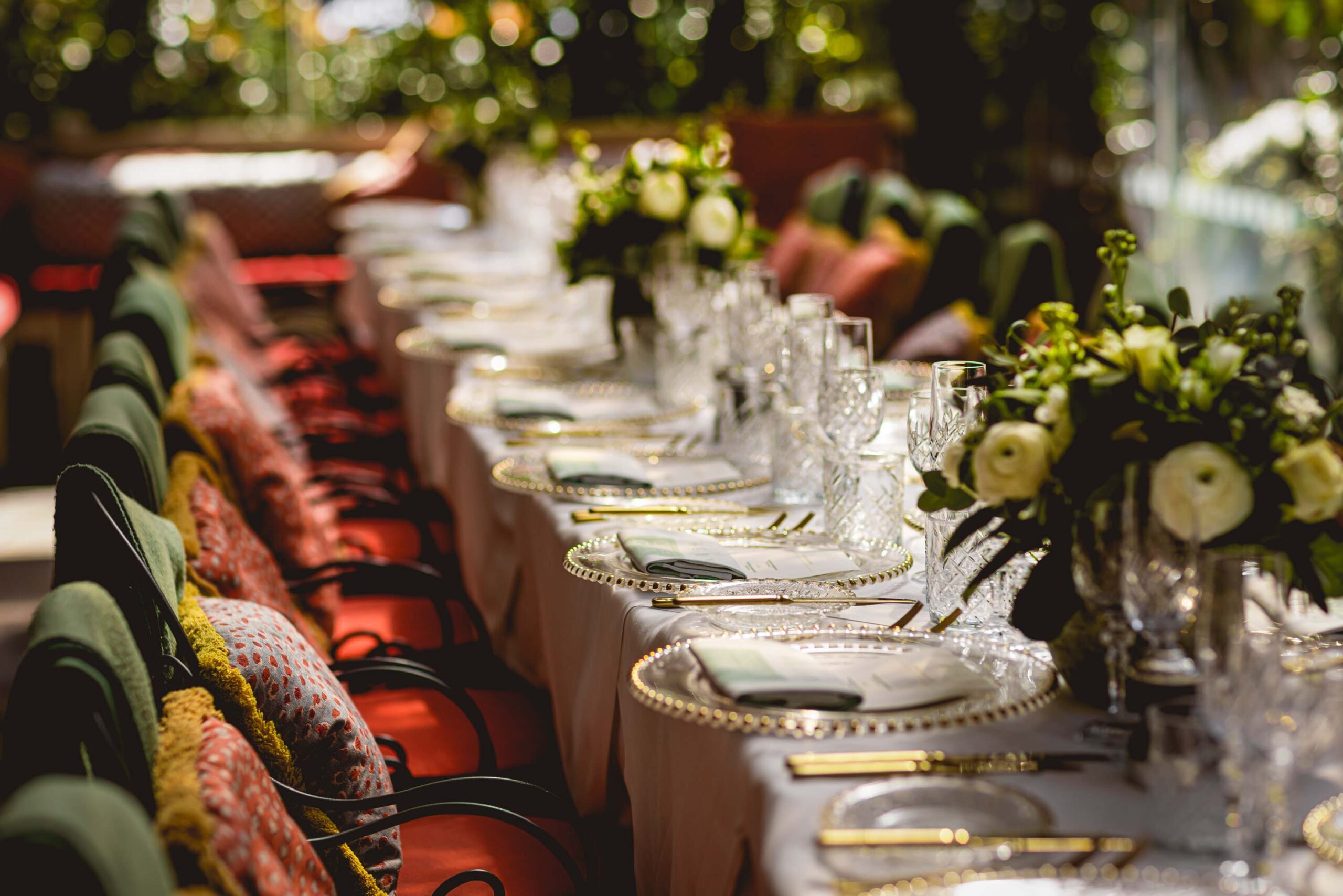 Table setting at The Ivy Chelsea Garden. private dining room