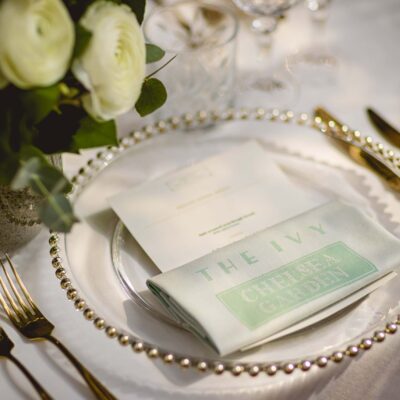 Plate table setting at a private event in Chelsea