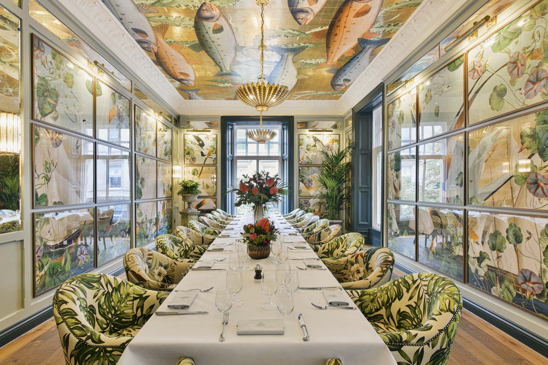 Private dining room at The Ivy Buchanan Street restaurant in Glasgow, Scotland.