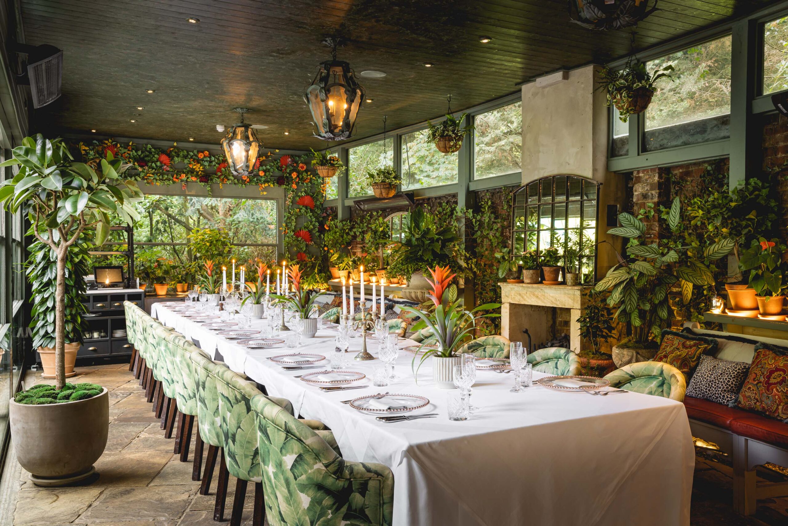 Interior of The Orangery at The Ivy Cobham Garden.