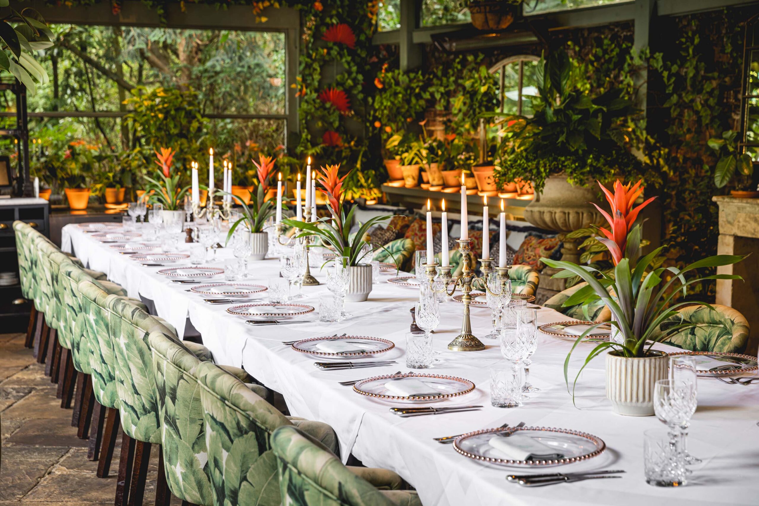 Interior of The Orangery at The Ivy Cobham Garden.
