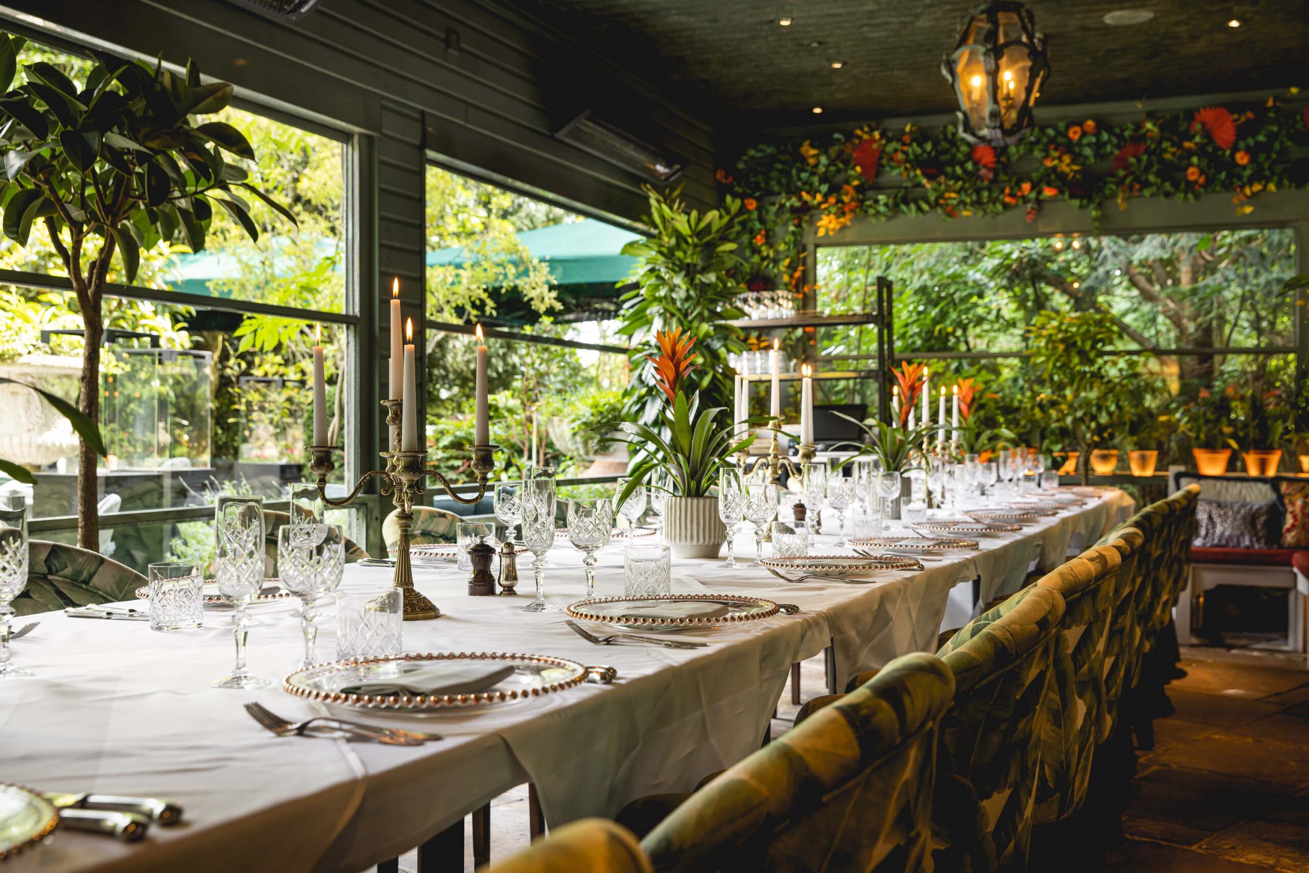 Interior of The Orangery at The Ivy Cobham Garden.