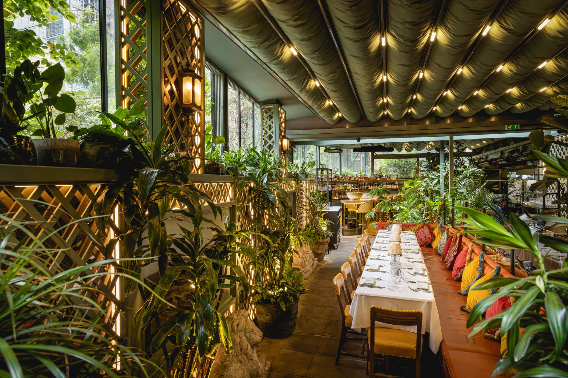 The interior of The Garden Room at The Ivy City Garden.