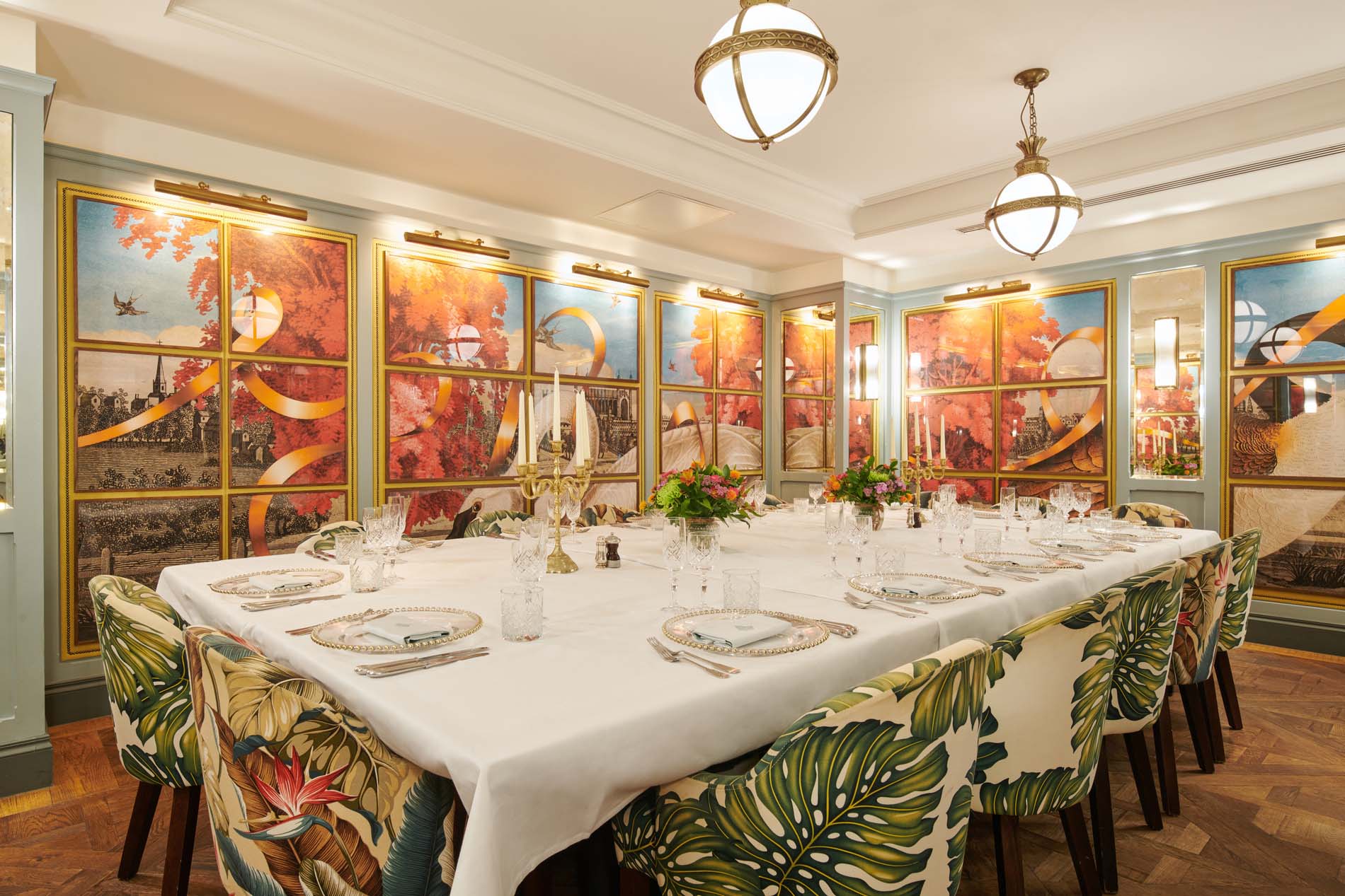 The interior of The Board Room at The Ivy Cambridge.