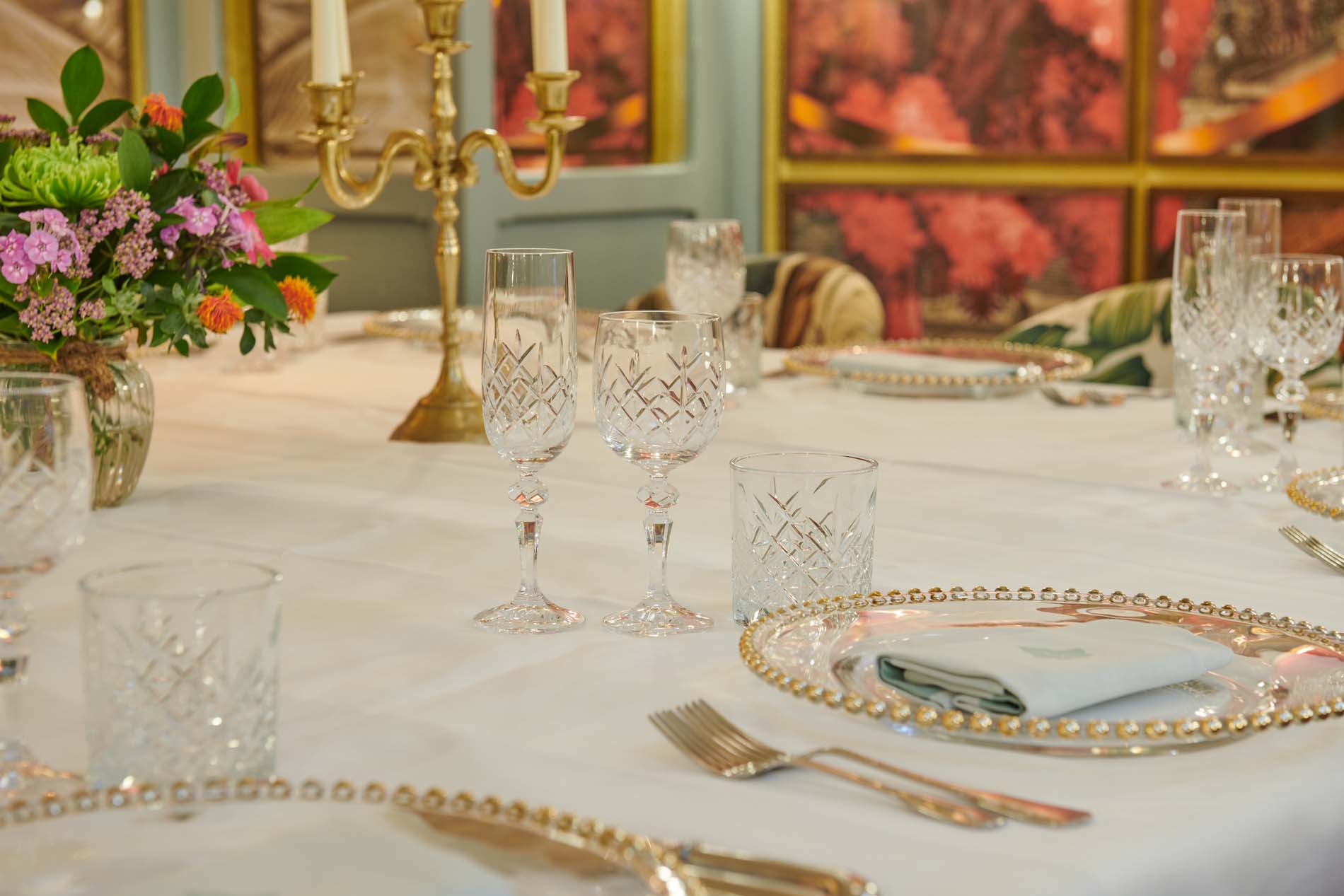 Table setup of The Boat Room at The Ivy Cambridge.