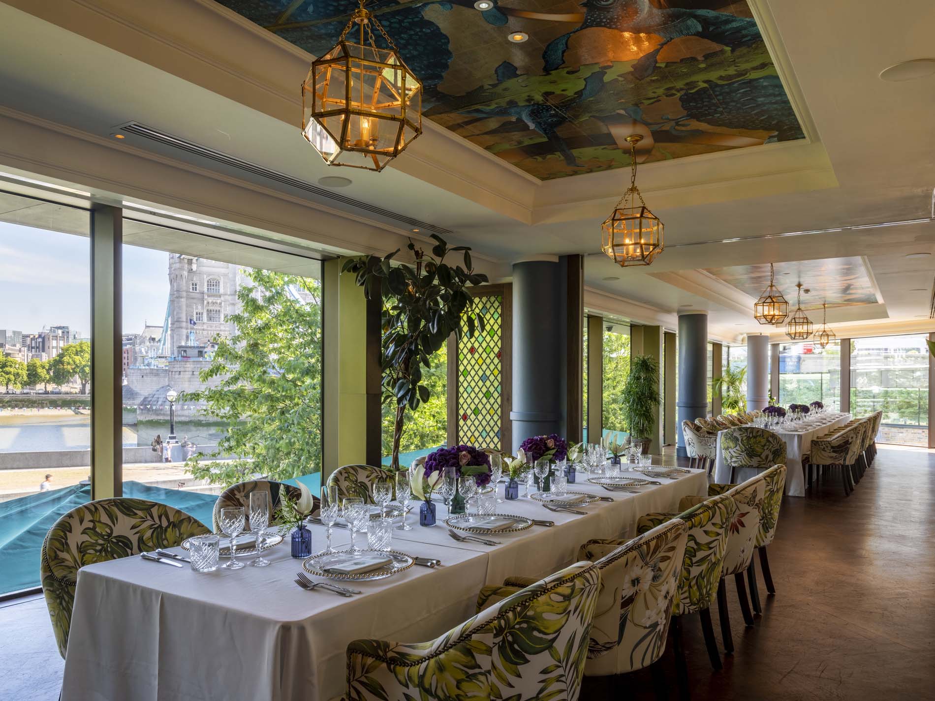 The interior of The Tower Bridge Room at The Ivy Tower Bridge.