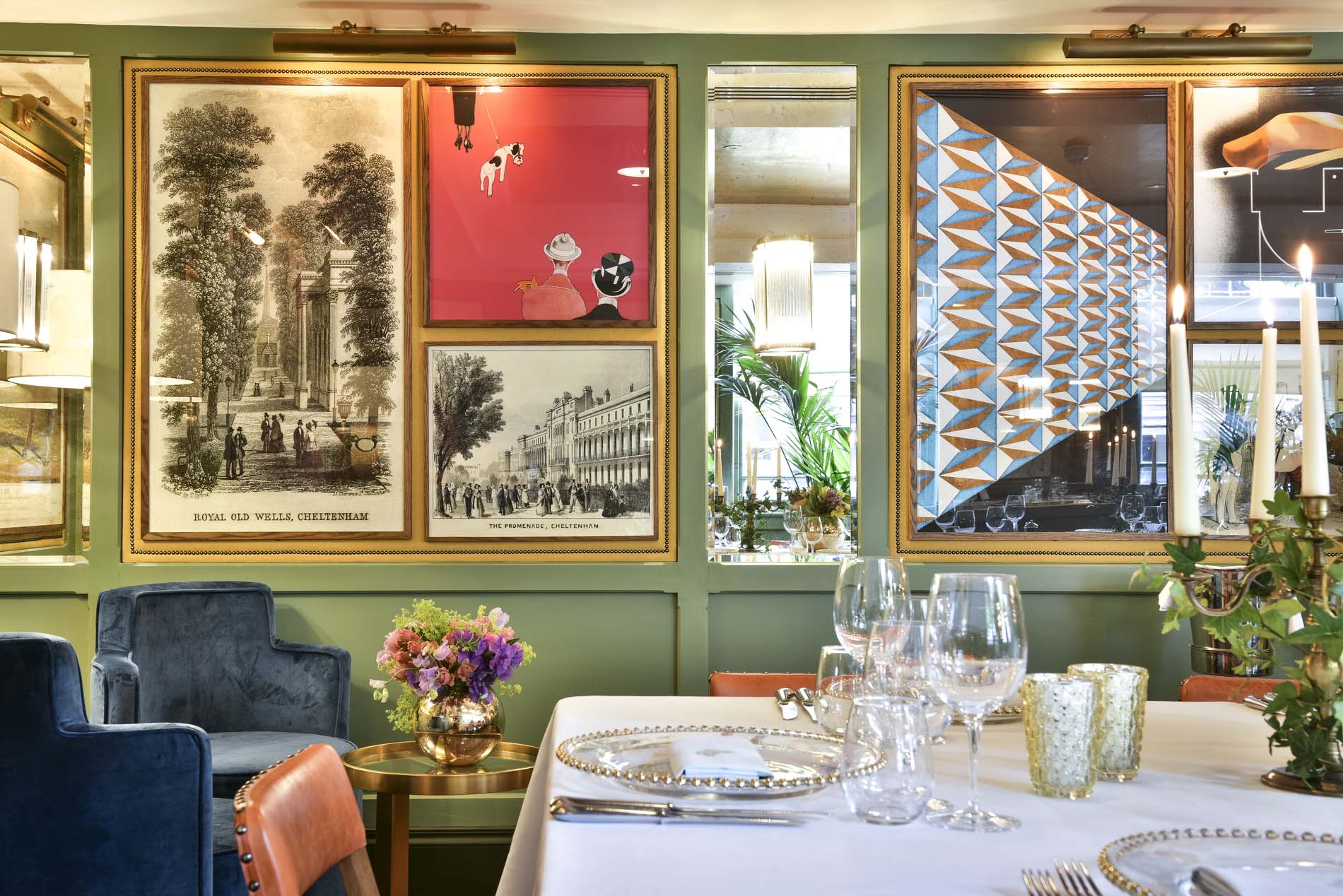 Interior of The Papworth Room at The Ivy Montpellier Brasserie.