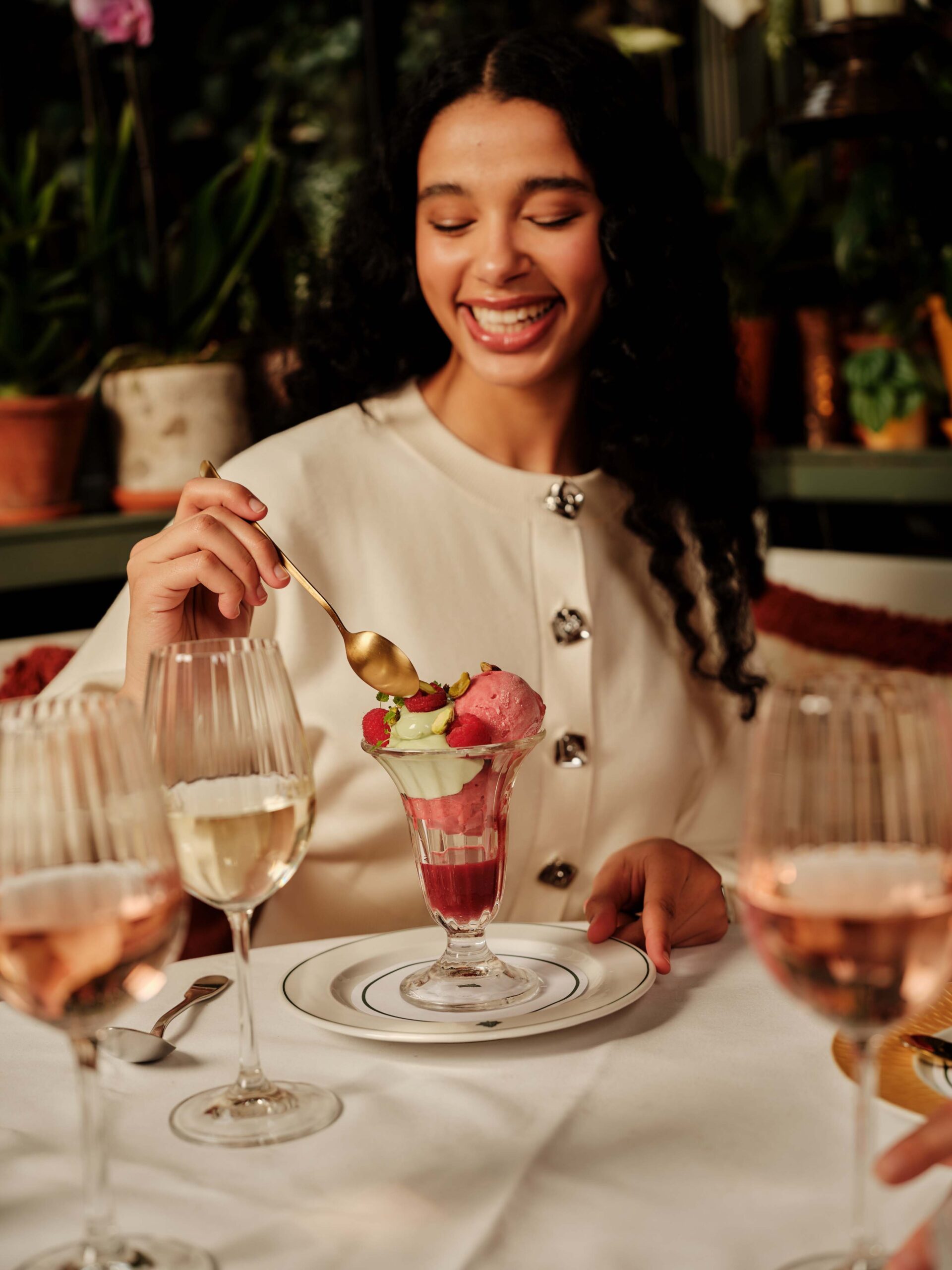 guest enjoying dinner at the ivy private dining