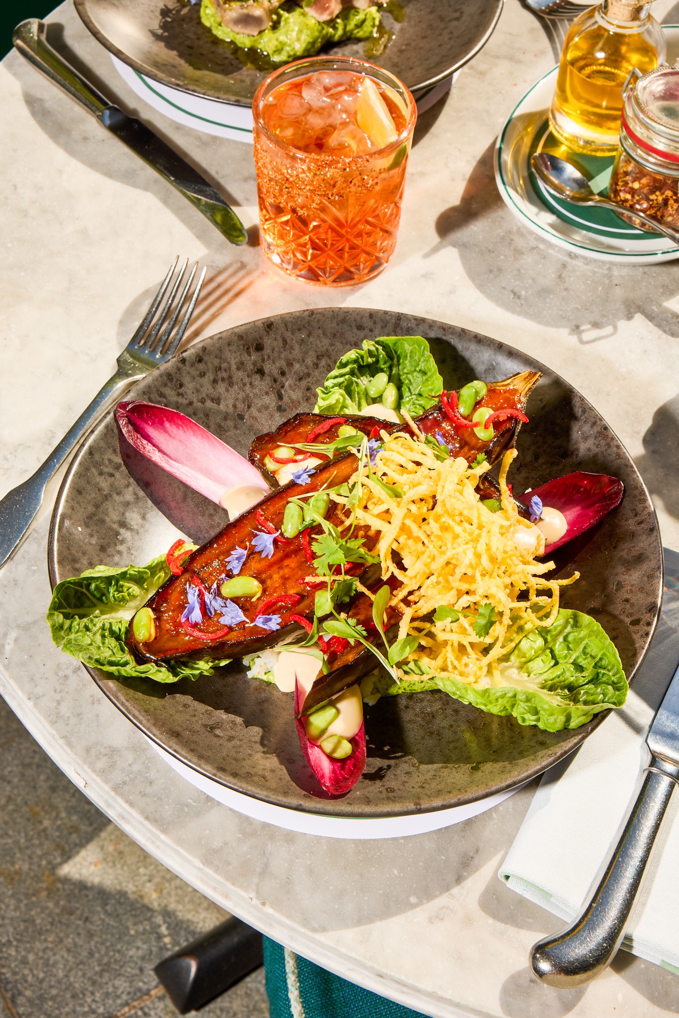 Dishes presented on the table at Market Grill Courtyard.
