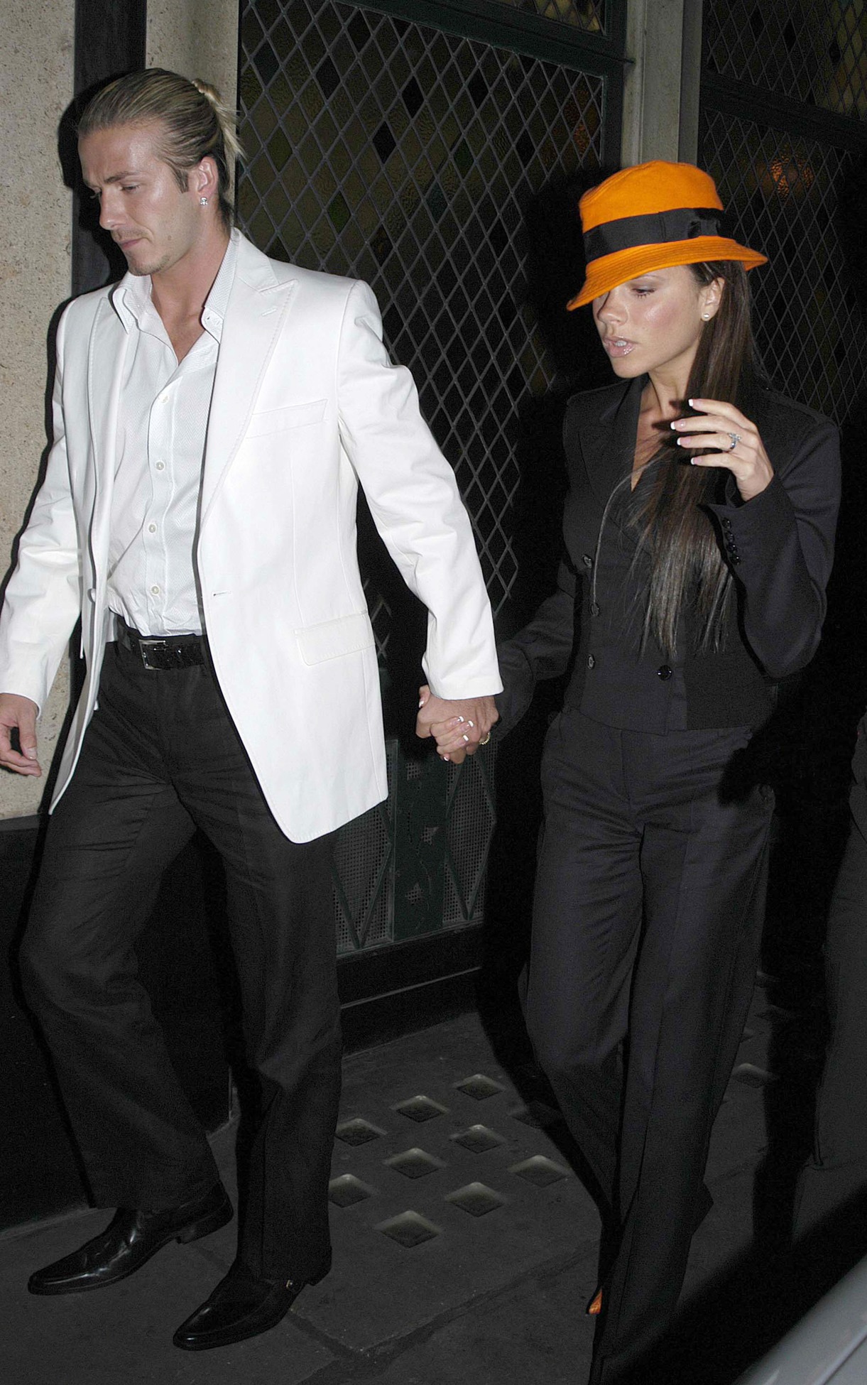 David & Victoria Beckham At The Ivy Restaurant In London. (Photo by Antony Jones/Brendan Bierne/UK Press via Getty Images)