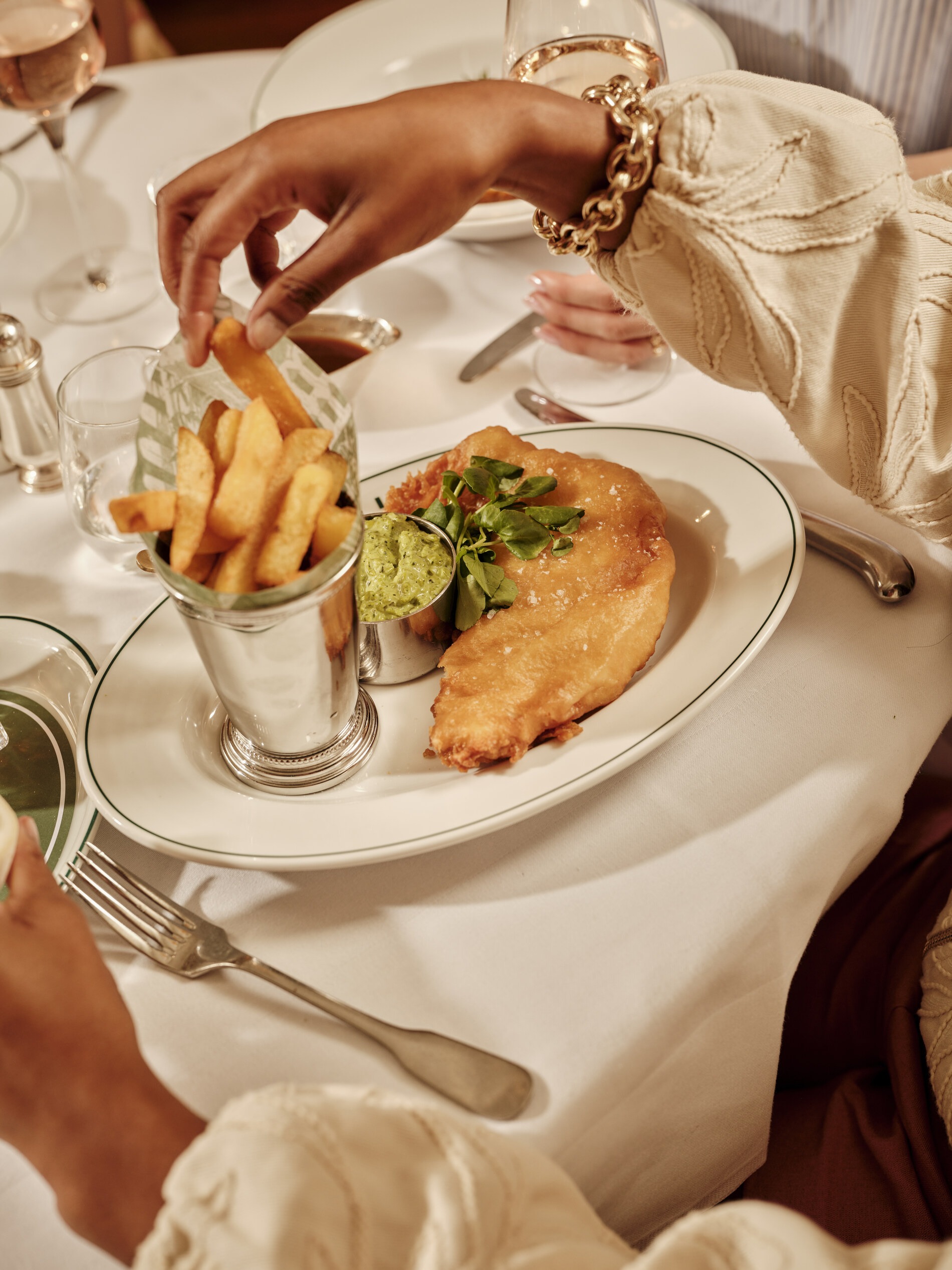Fish and chips at The Ivy.