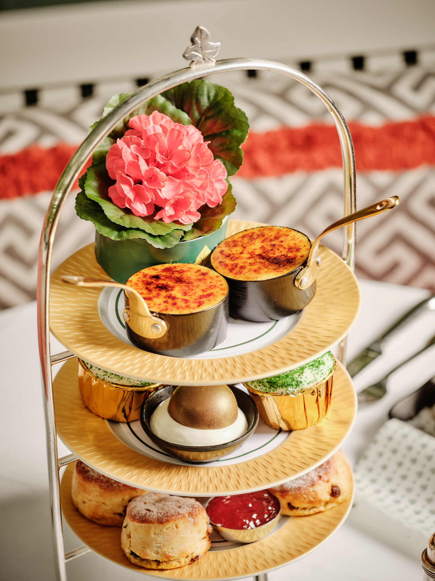 Freshly baked scones and an array of cakes and tarts