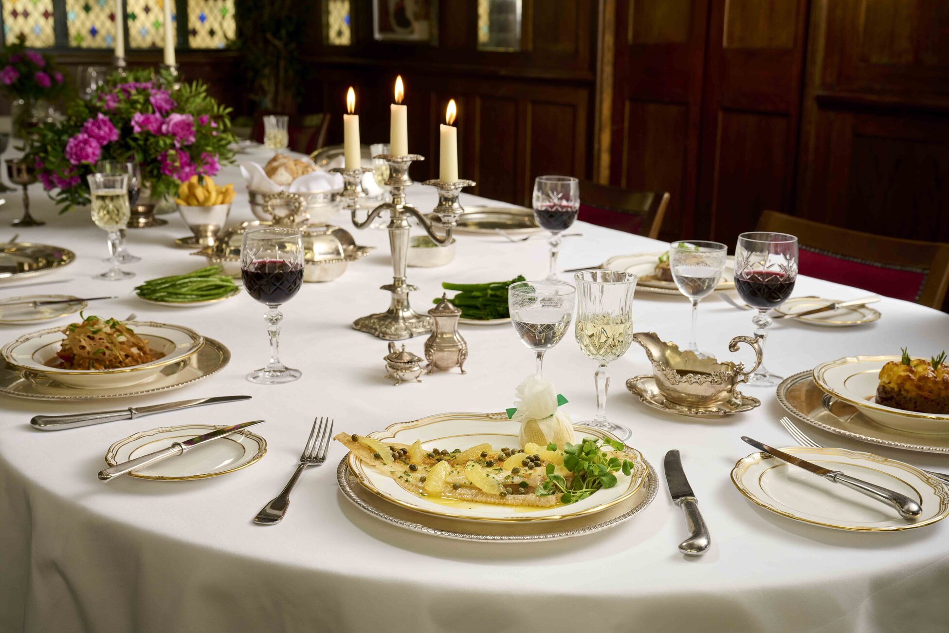 table setting for downton abbey menu