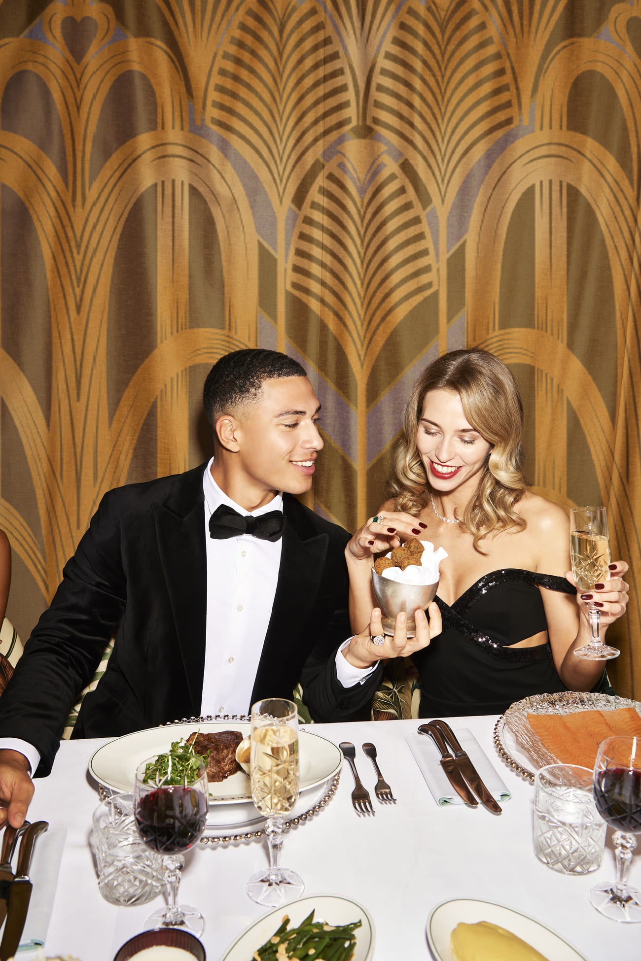 couple enjoying their engagement party