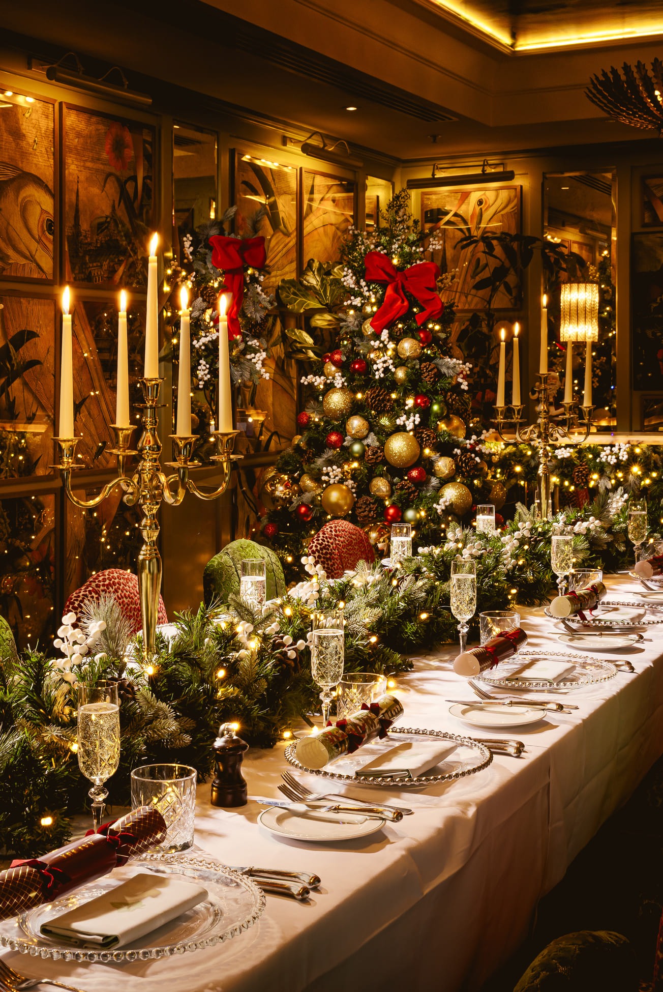 private dining room set up for christmas at The Ivy
